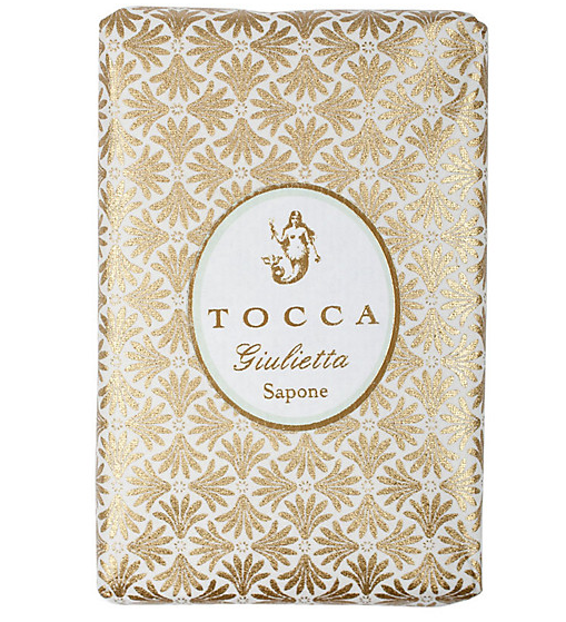 Tocca Giulietta Bar soap, $12.00 : Even if this soap didn't smell of pink tulip and green apple, we would buy it anyway for the gorgeous hand printed paper it's wrapped up in. 