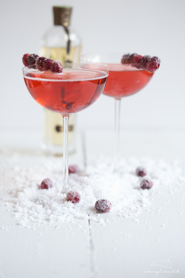 Cranberry Elderflower Champagne Cocktail