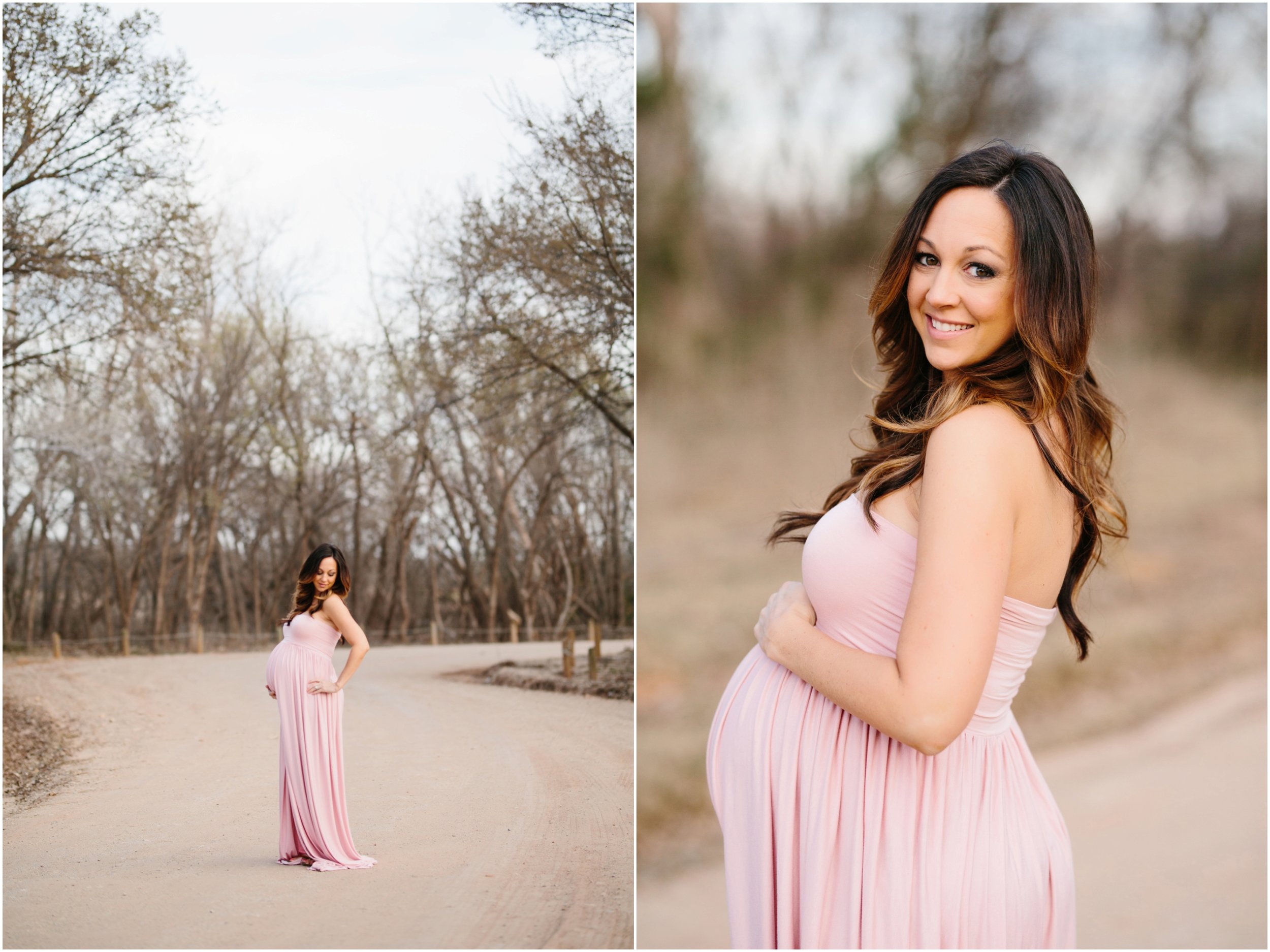 posed maternity photo with shallow depth of field outside 85mm lens