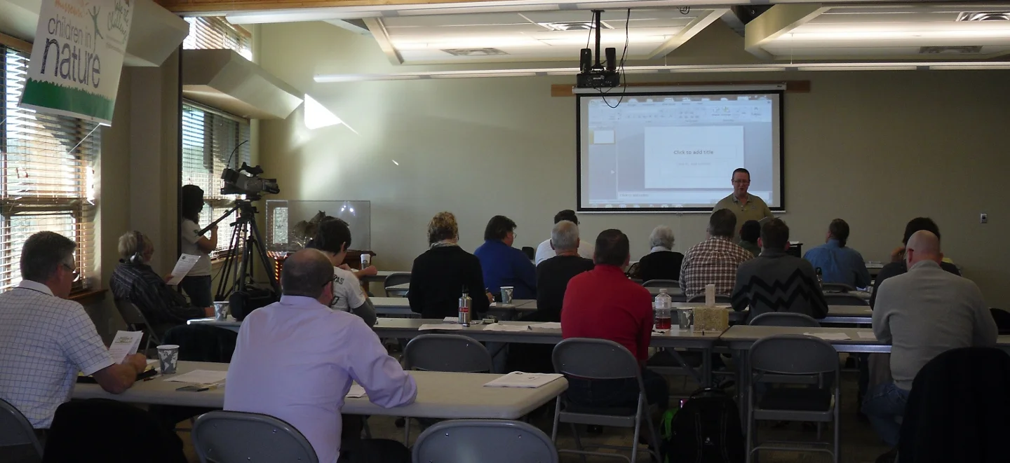 Kelly Chenoweth presents at a GreenTown Joplin ​Builder's Workshop educating contractors on sustainable building practices.