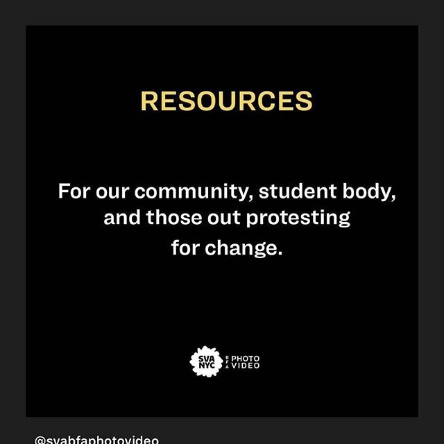 The entire SVA BFA Photo and Video community have come together to create a list of resources for our community. Link in bio.