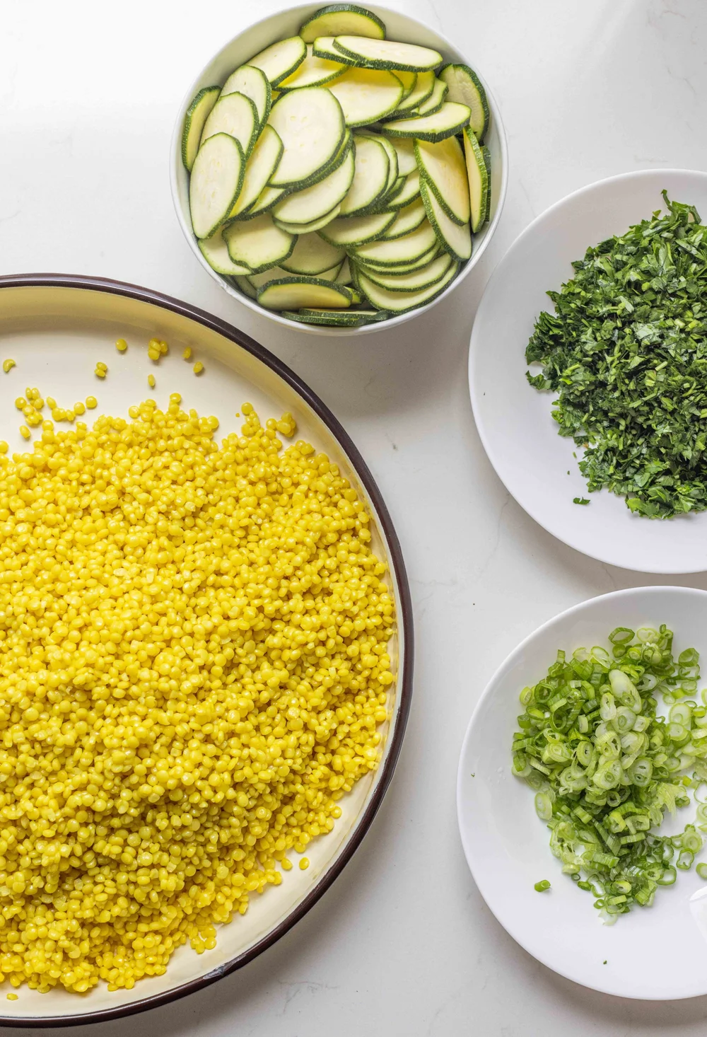Israeli Couscous Salad with Zucchini, Herbs and Preserved Lemon