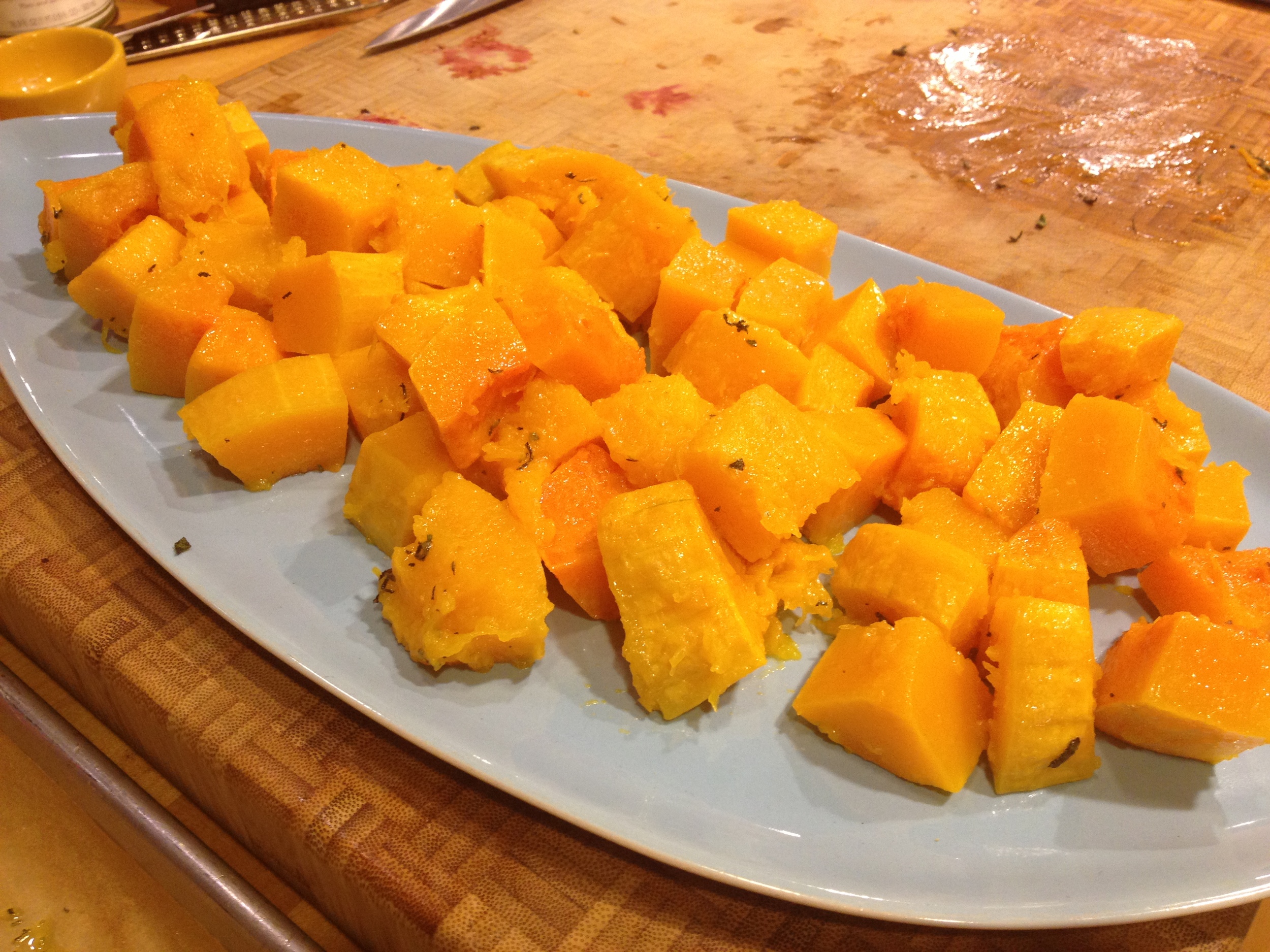 Constructing the butternut squash salad