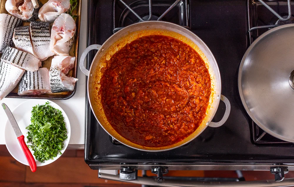 Moroccan Fish in Tomato and Harissa sauce. — Middle Eastern Pantry
