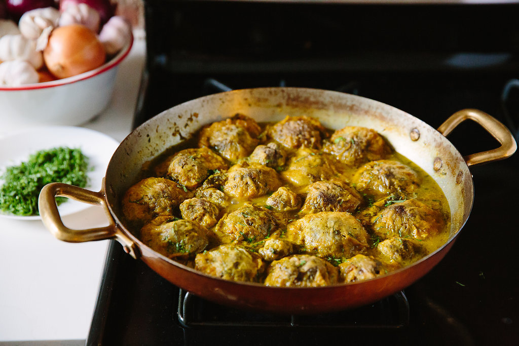 Braised Lamb-Stuffed Artichoke Hearts