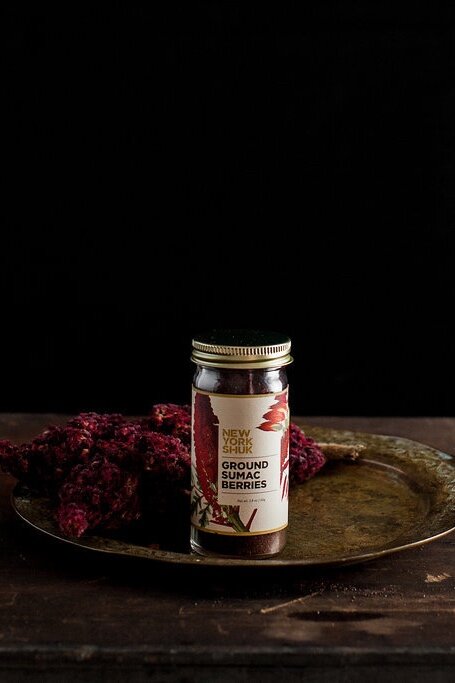 New York Shuk Ground Sumac Berries Platter Black Background