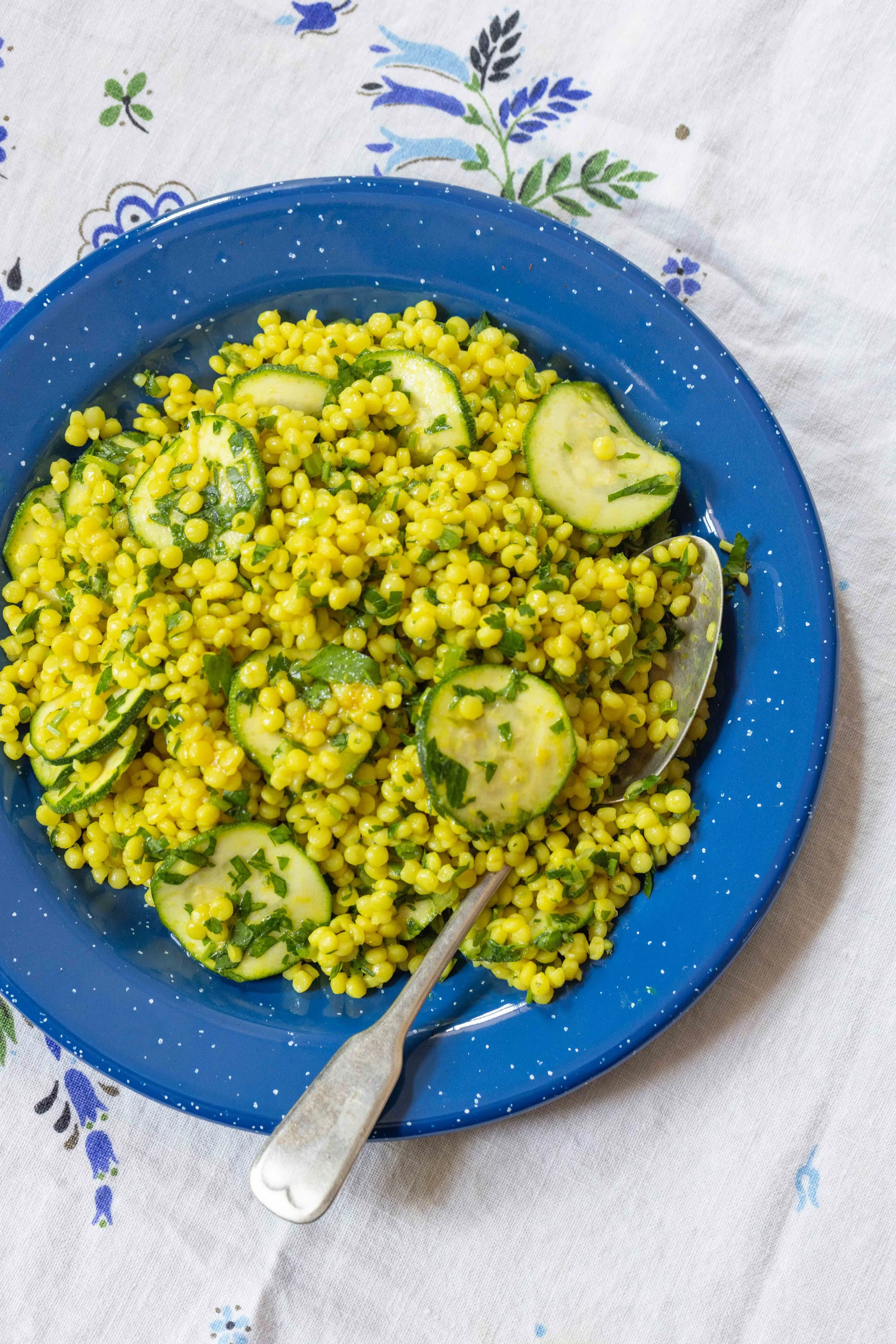Israeli Couscous Salad with Zucchini, Herbs and Preserved Lemon