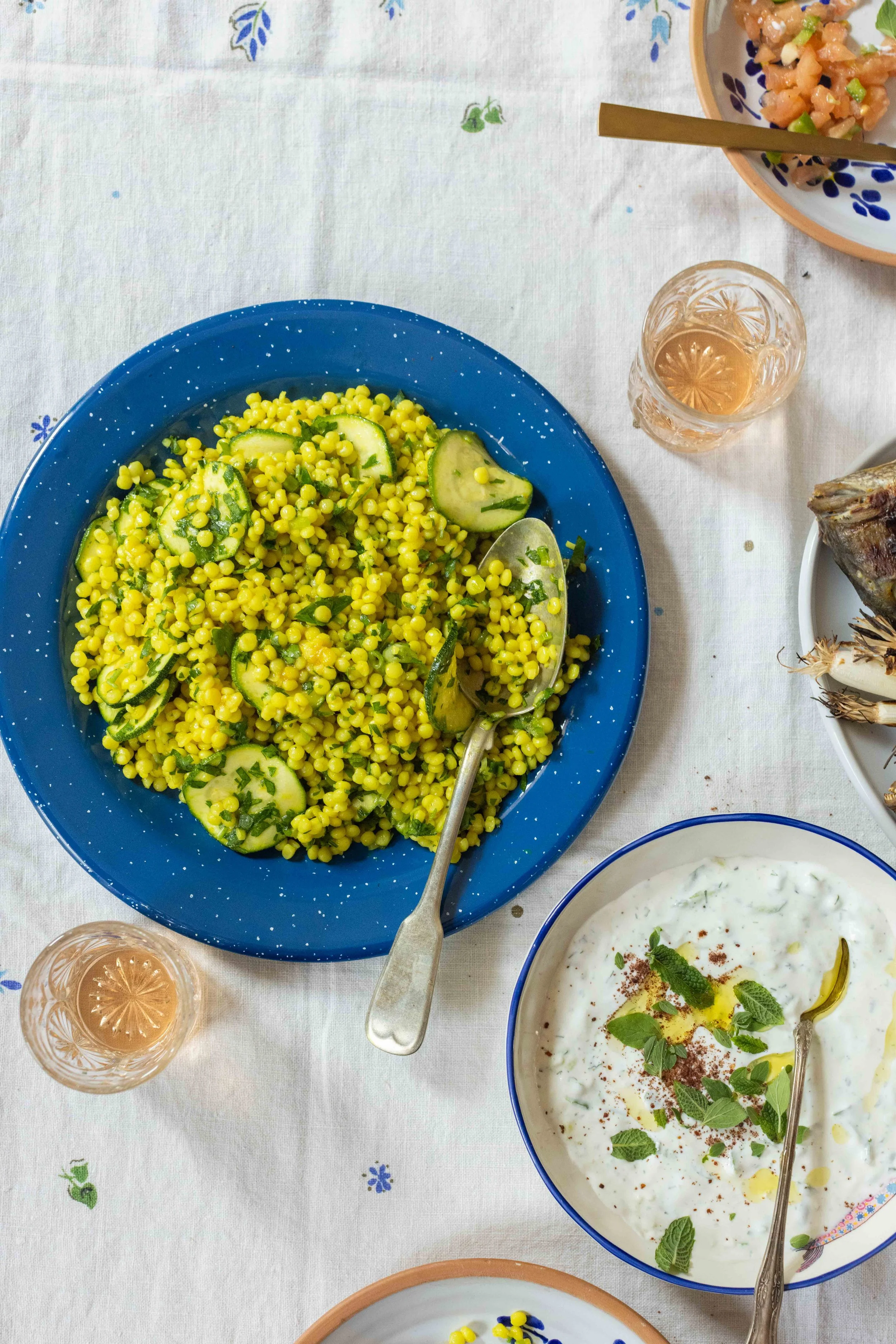 Israeli Couscous Salad with Zucchini, Herbs and Preserved Lemon