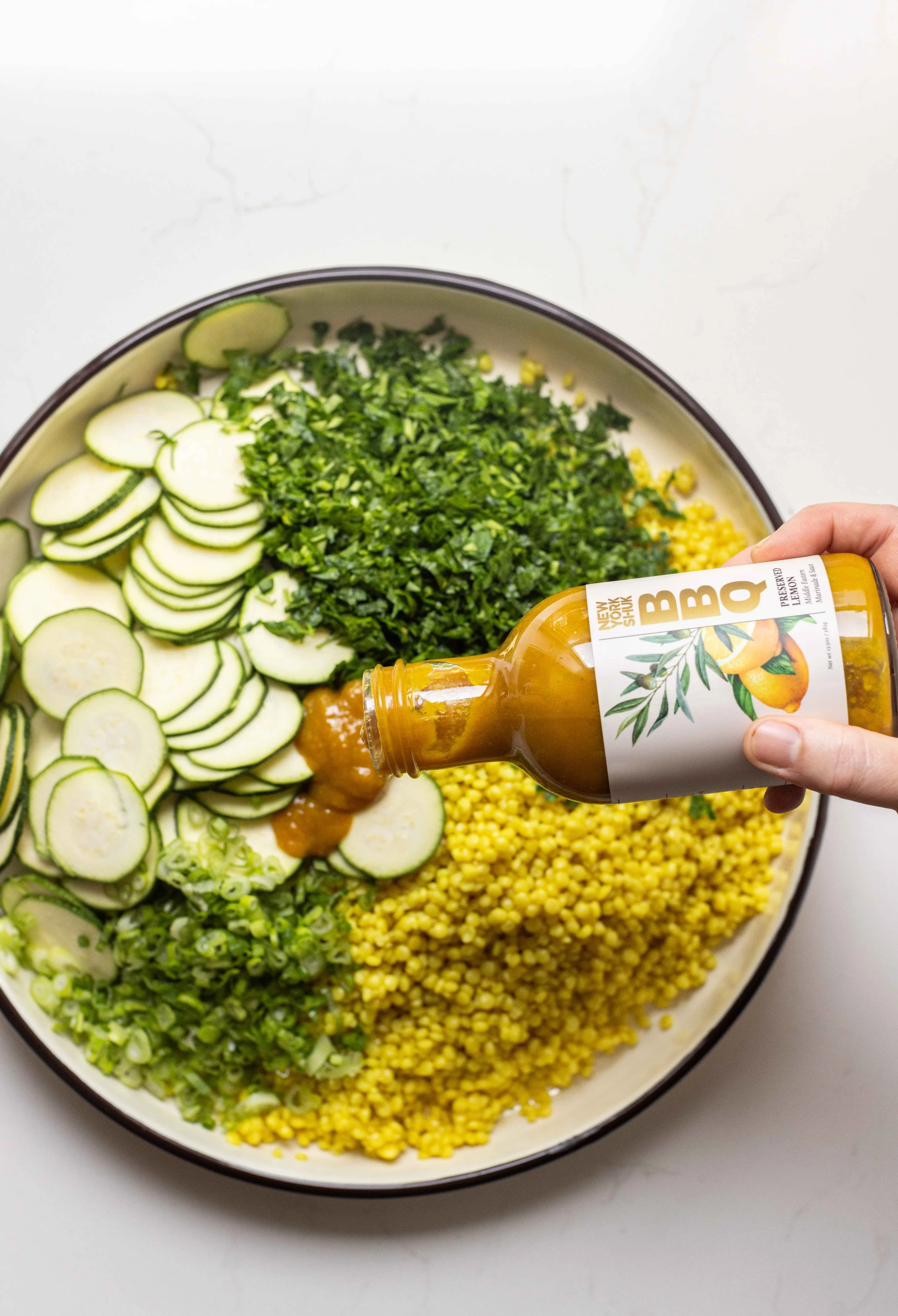 Israeli Couscous Salad with Zucchini, Herbs and Preserved Lemon