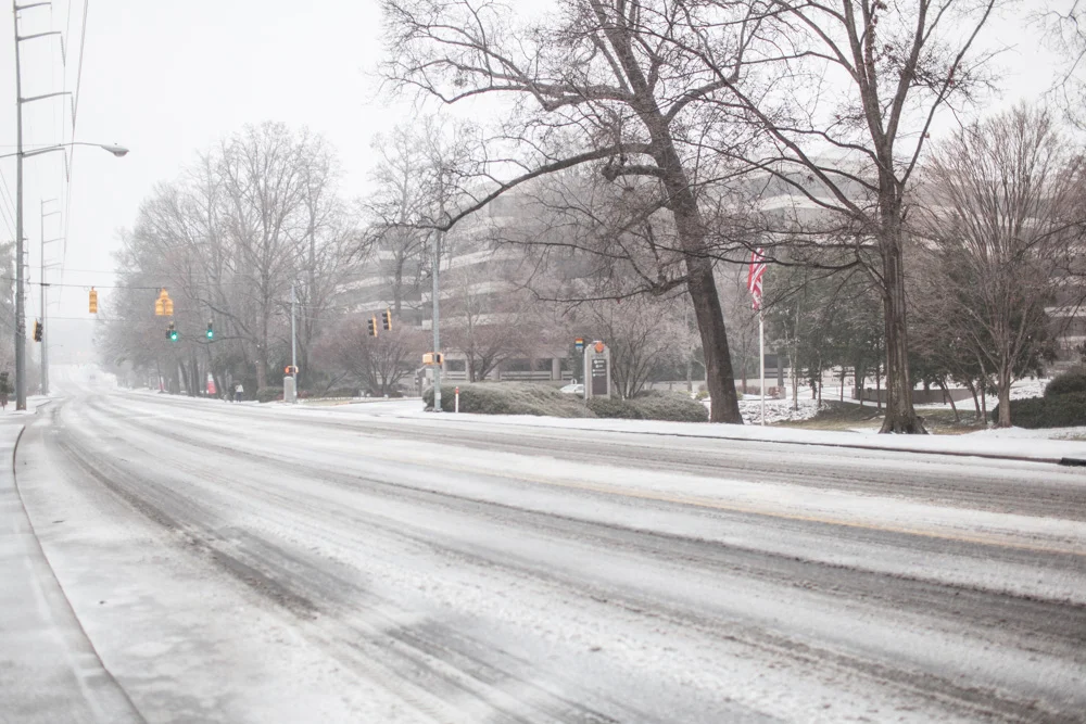 Piedmont Road was deserted, but treated with salt/sand earlier.