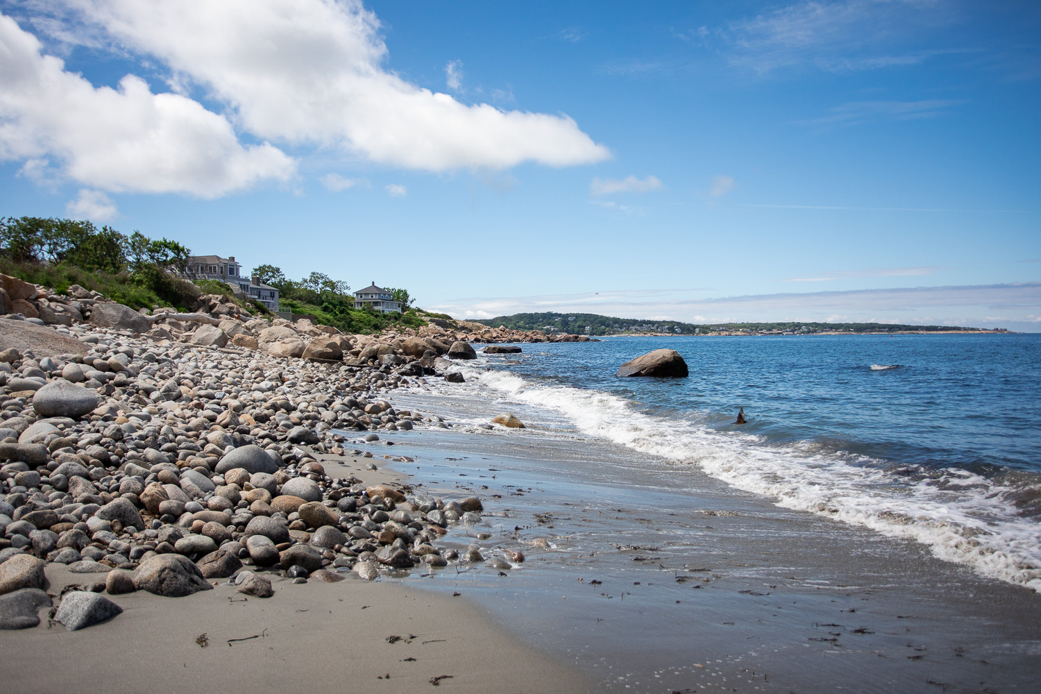 Views from Old Garden Beach toward the center of Rockport, MA.