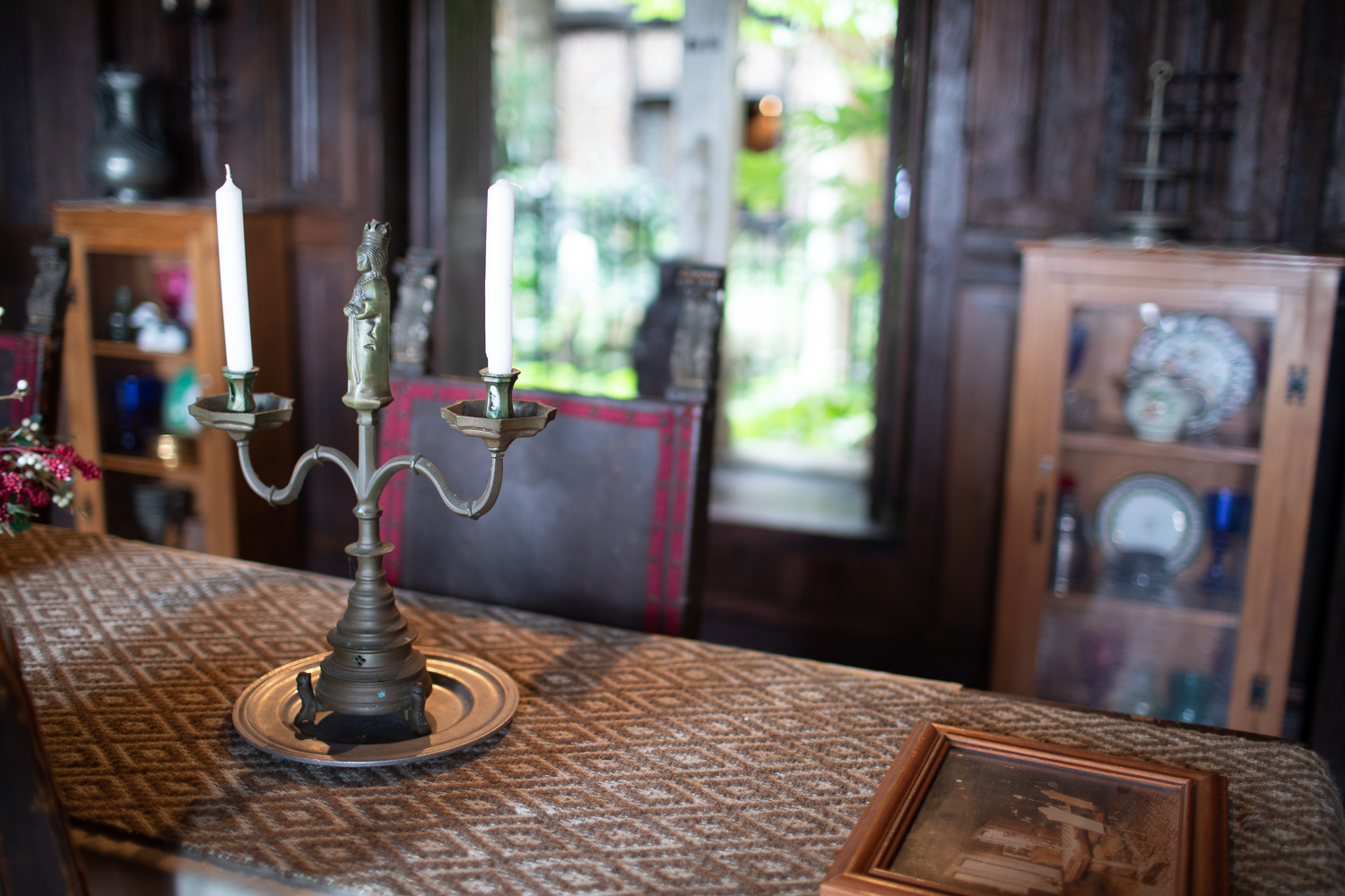 The dining room table. The majority of items at the Hammond Castle are antiques that have been brought over from Europe.