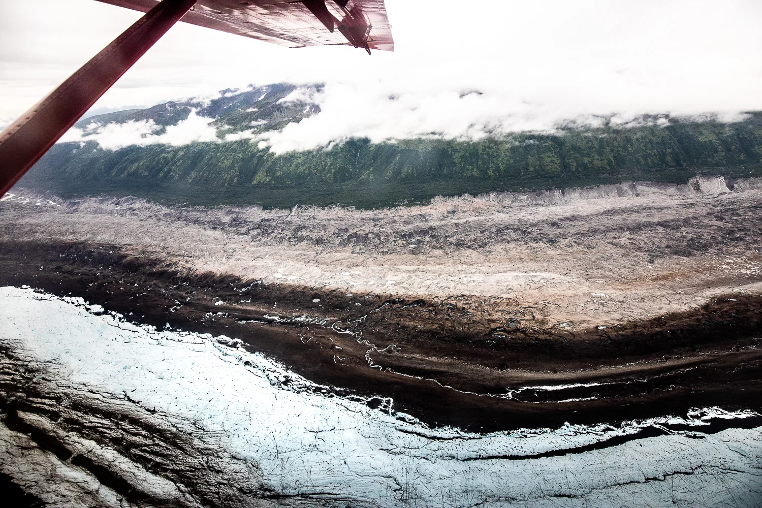 Another perspective of flying over a glacier. 