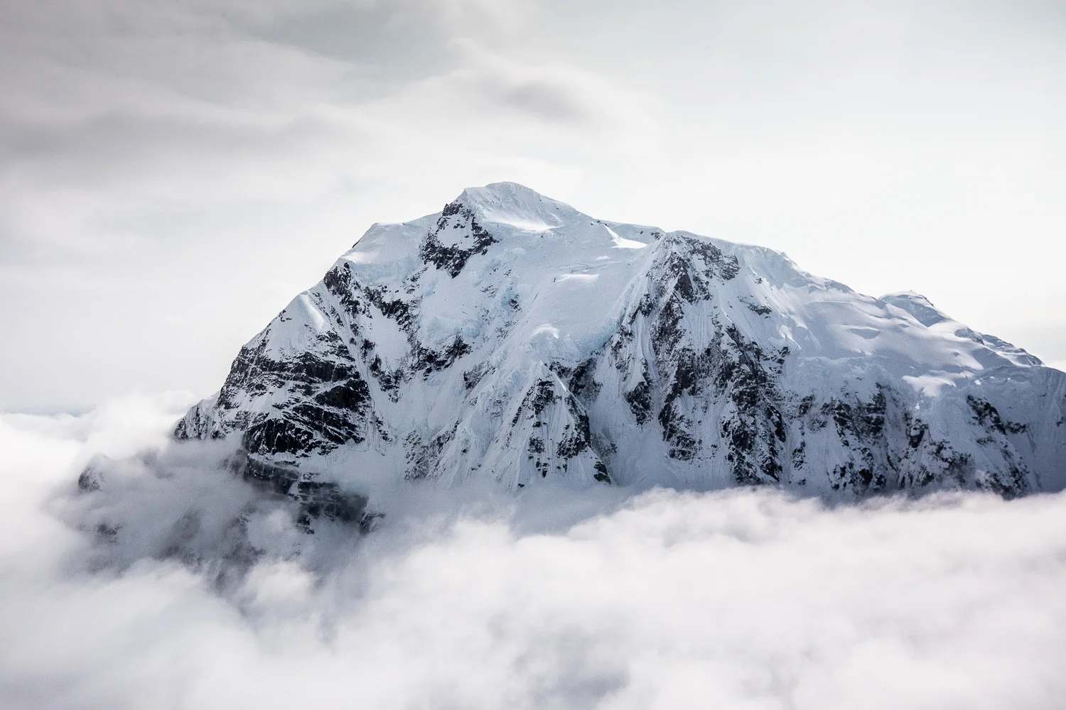 A mountain and clouds.