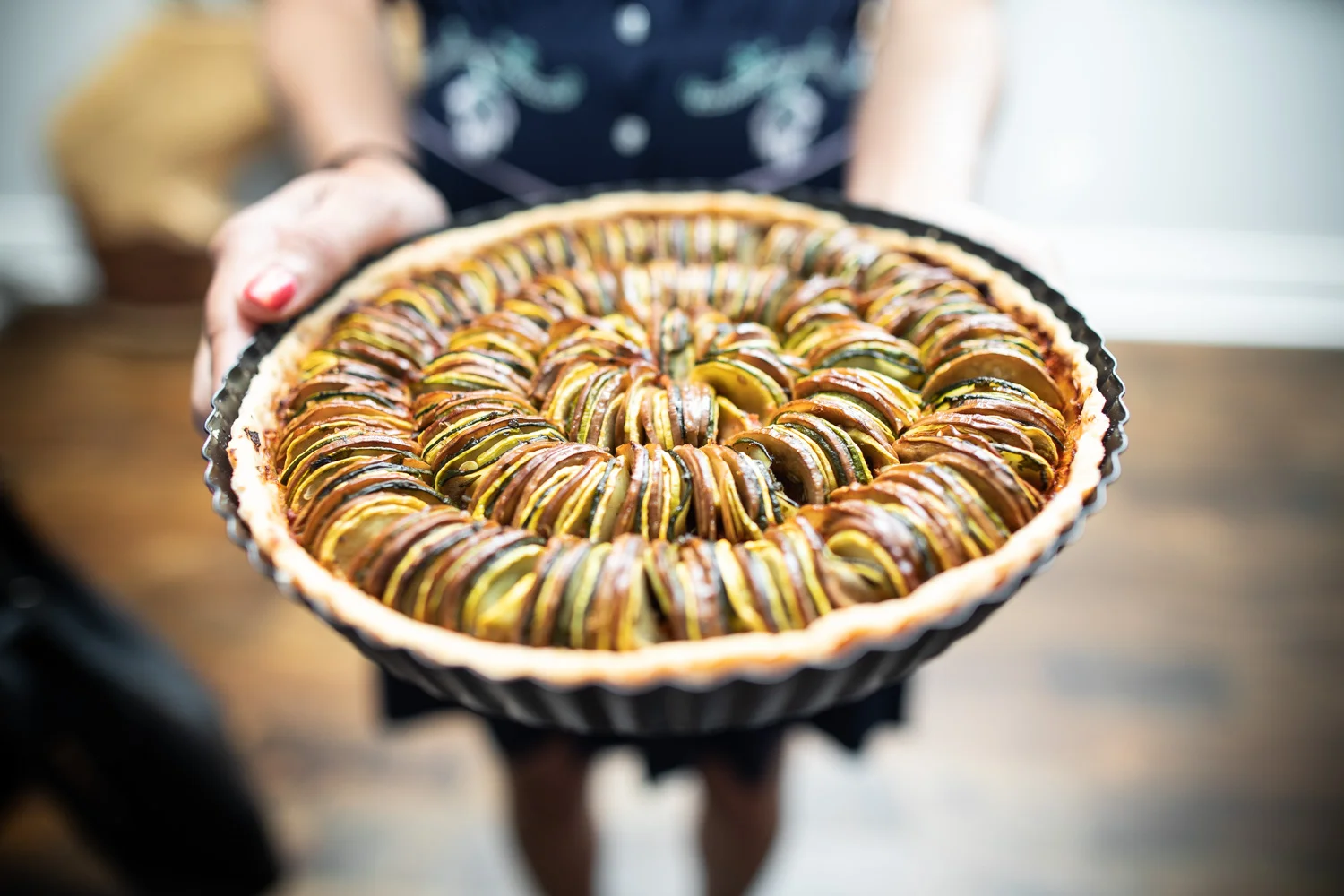 Detail of the summer vegetable tarte. So yummy!