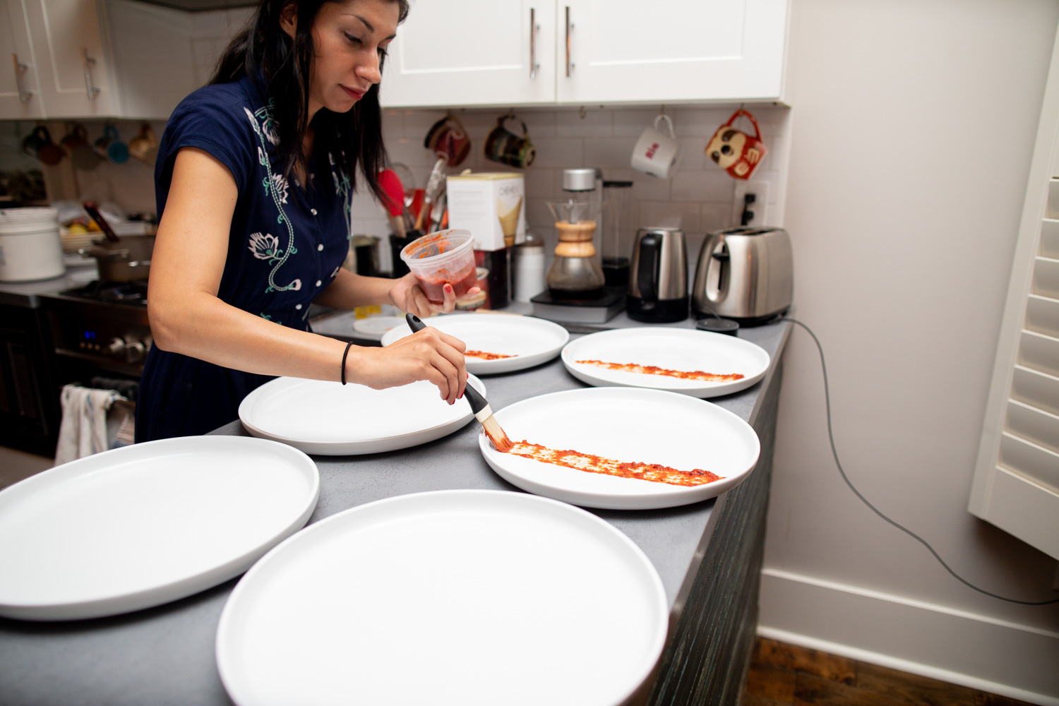 Prepping the plates.