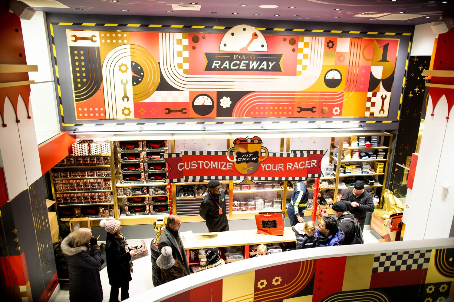 The racing station at FAO Schwarz. Customize your racer!