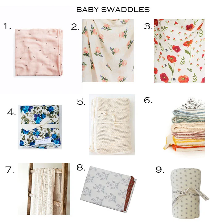 1. BUTTERMILK BABIES | 2&3. LITTLE UNICORN | 4. LOU LOU & CO | 5. FOG LINEN | 6. WILLABY SHOP | 7. GATHER KIDS | 8. MELA & ROAM | 9. CHASING WINDMILLS 