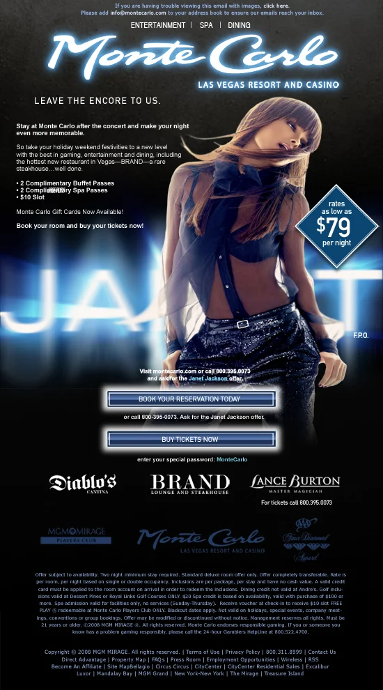 Monte Carlo email - Entertainment Janet Jackson