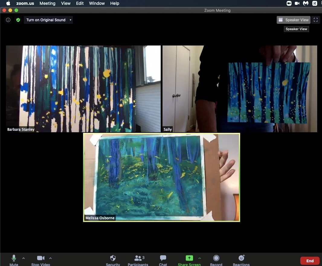 Sally, Melissa, and my art work in progress on Fireflies