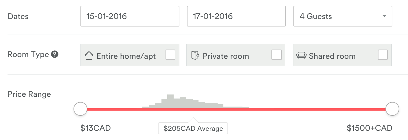 On AirBnb, the price range slider (the trigger) shows a graph of the distribution of prices (the data) for the location you're browsing, helping you make an informed decision.