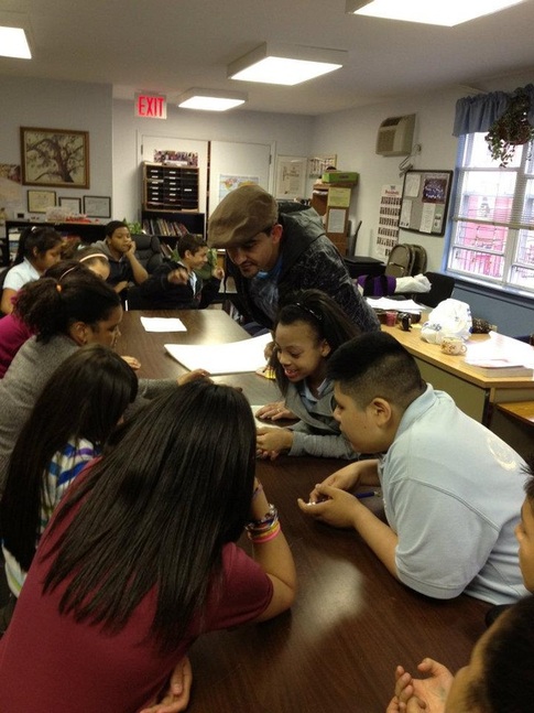 Camilo Almonacid leading "Collective Storytelling" workshop, Dorothy Bennett Mercy Center