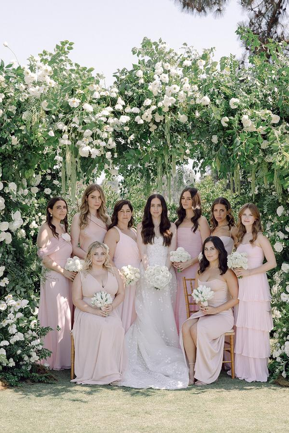 big bridal party Los Angeles, wedding hair and make up, Bel Air, Los Angeles