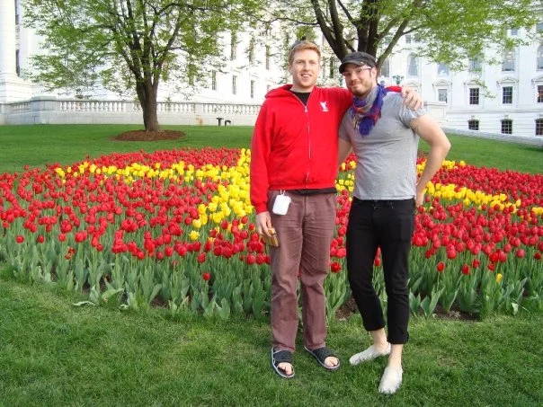 Here's a picture of Bryan and I from 2009 on our very first tour. Yes, we both purposely dressed like that. Still sorta do.