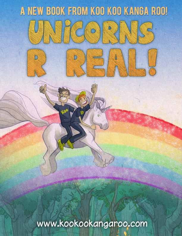 It's Coming! Our first ever hardcover kids book to the song 'Unicorns R Real' comes out WEDNESDAY Morning. The book is $10 and will be available at http://kookookangaroo.com/ Illustrated by the wonderful Mel Potts http://www.melpotts.com/