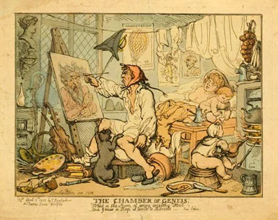 "The chamber of genius" by Thomas Rowlandson in 1812 from the Library of Congress .