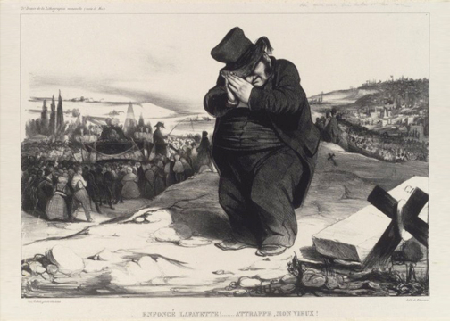  “Enfoncé Lafayette!... Attrappe, Mon Vieux!” (Crushed Lafayette!... Trapped, Old Fellow!) part of the L’Association Mensuelle series by Honoré Daumier published in 1834. PD Source: Wikimedia Commons 