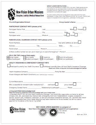 New Vision 2014 Release Form