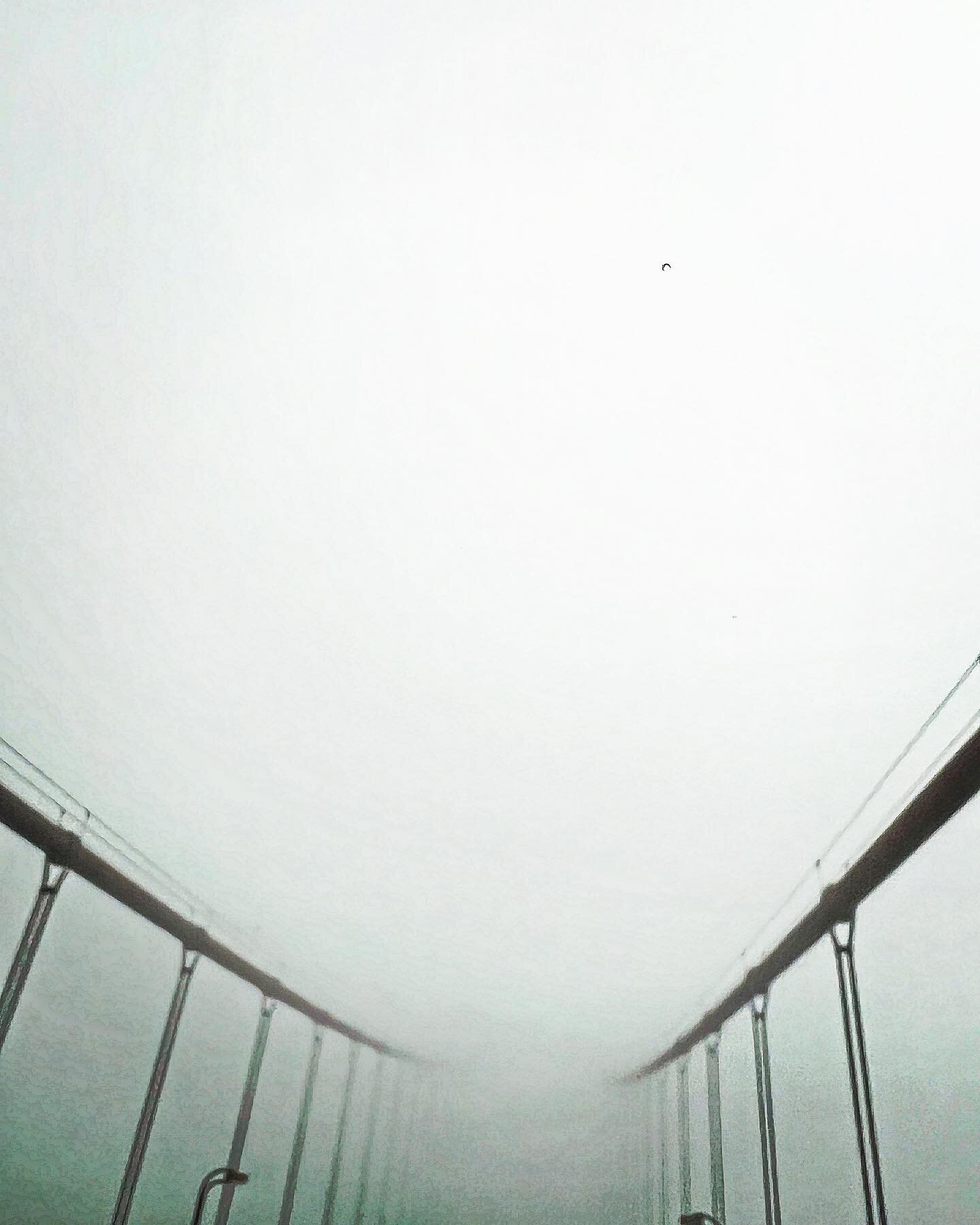 Fog was heavy on the bridge this morning. Life can be, too, when you’re carrying a heavy burden and/or things ahead seem uncertain. 
.
Breathe. Reach out and get help when you need it. You don’t have to be alone if you don’t want to