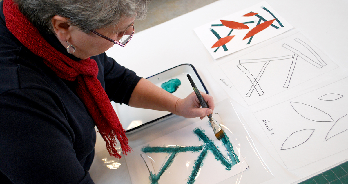 Phyllis at work in her studio.