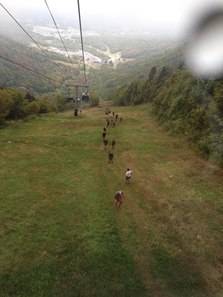 The steep terrain, immediately after the spear throw at the top of the mountain. I've no idea why that guy is walking the other way...