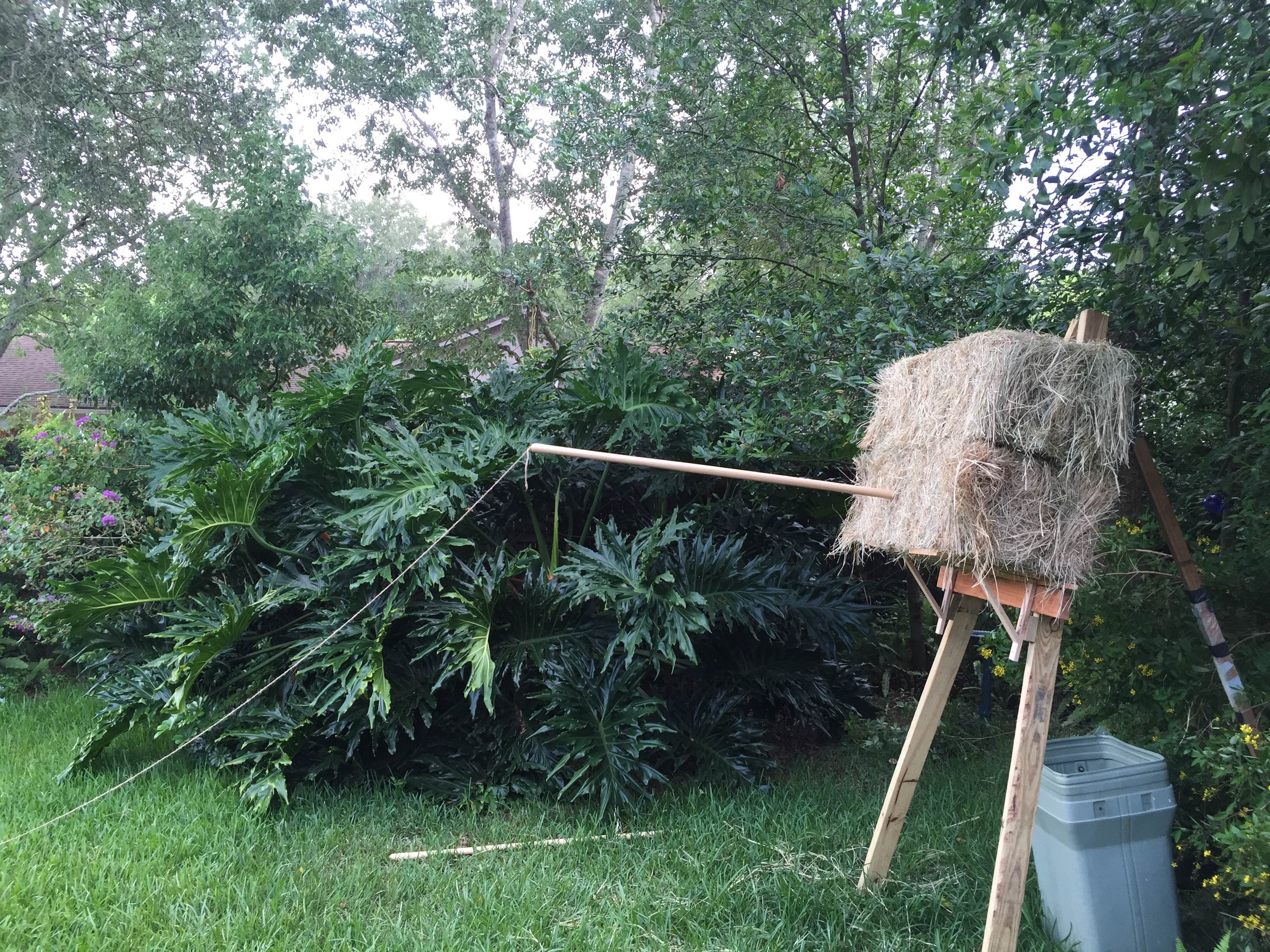 The backyard spear throw. This cost about $25 to make, and I never miss spear throws now!