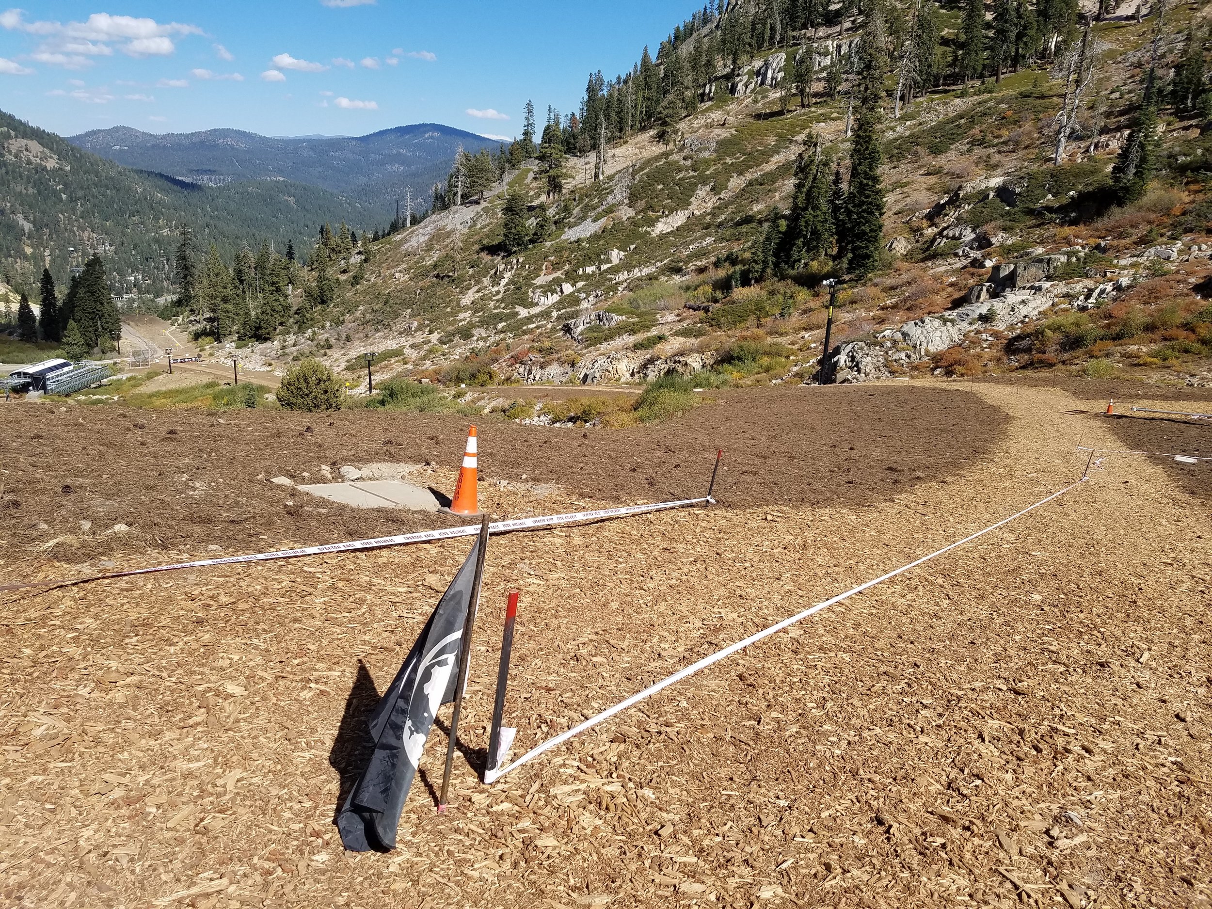 What the bucket brigade looked like on lap 1, minus the people.