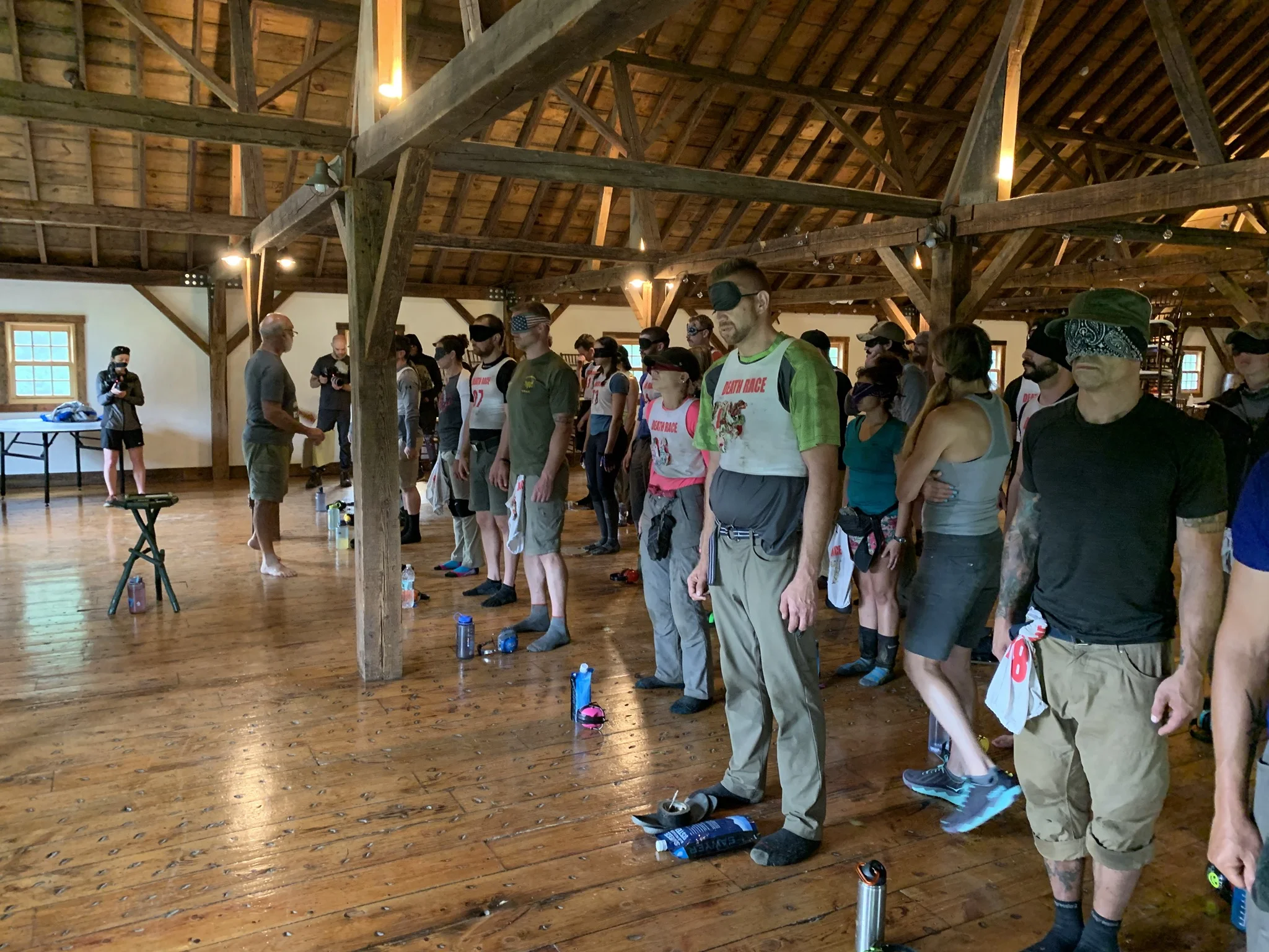 Standing at attention while Don gives his lecture. Staff would walk through our rows making noises and smells, trying to distract us.