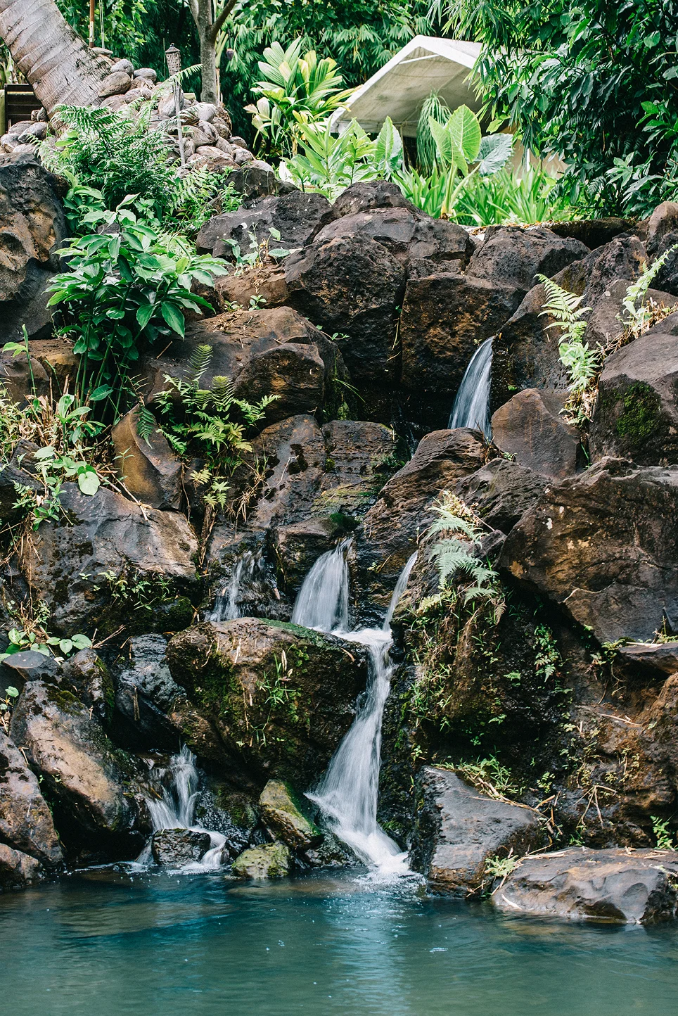 A nice shot of the waterfall which the house was designed around. 