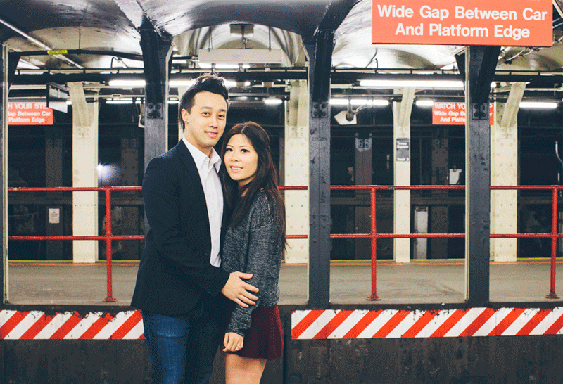 Times Square, Grand Central Station and Brooklyn Bridge Photos in this New York City Engagement Session