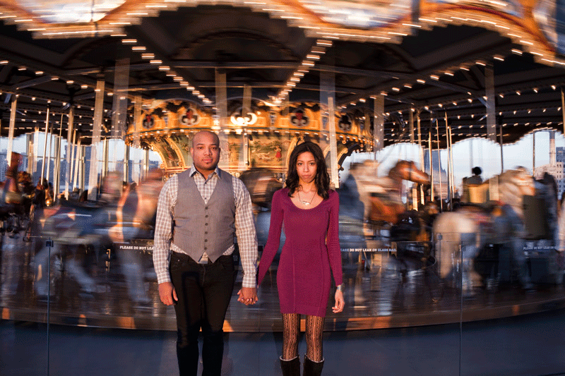 A Dumbo Brooklyn Snow Storm Engagement Session in New York City with Allaya &amp; Damany 