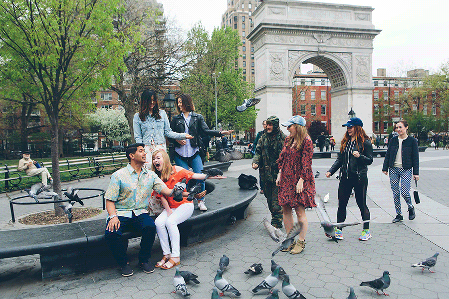 A NYC FRIENDS TV SHOW INSPIRED ENGAGEMENT SESSION AT WASHINGTON SQUARE PARK IN NEW YORK CITY and The High Line