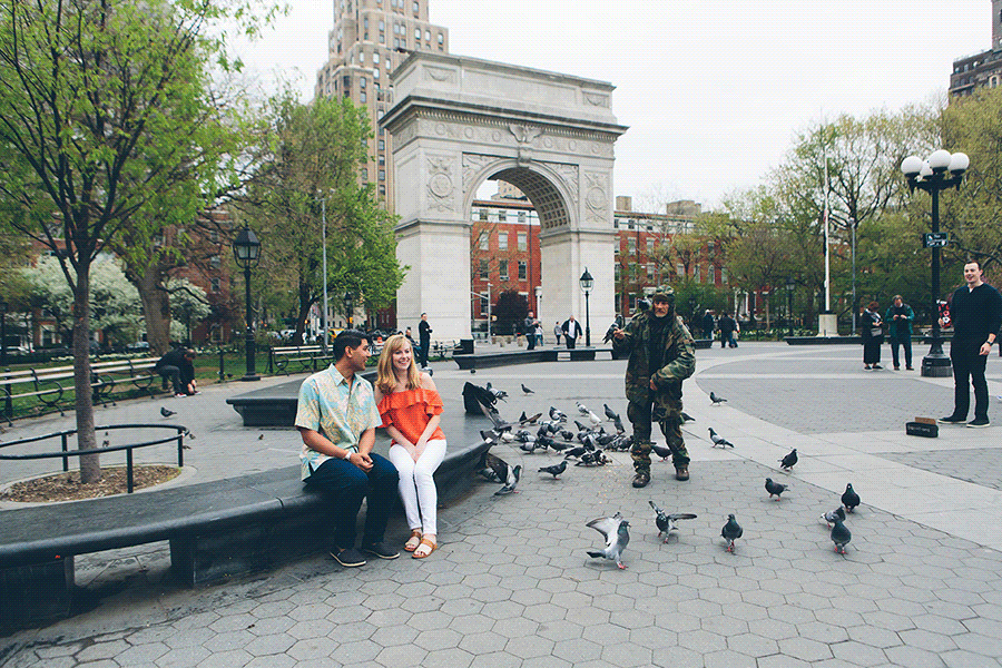 A NYC FRIENDS TV SHOW INSPIRED ENGAGEMENT SESSION AT WASHINGTON SQUARE PARK IN NEW YORK CITY and The High Line