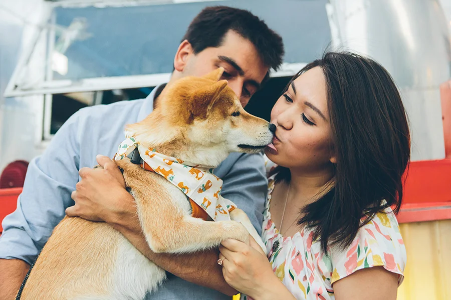 South Street Seaport New York City Engagement Session with the cutest Shiba Inu, named Cloud! 