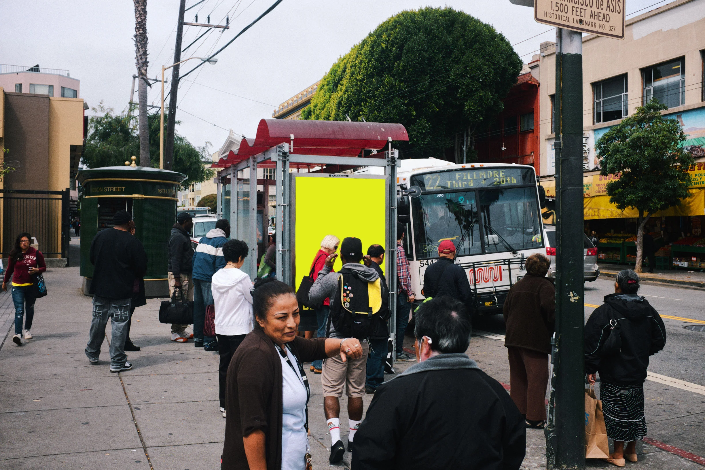 One of the Way Out West transit shelter installation sites near 16th and Mission