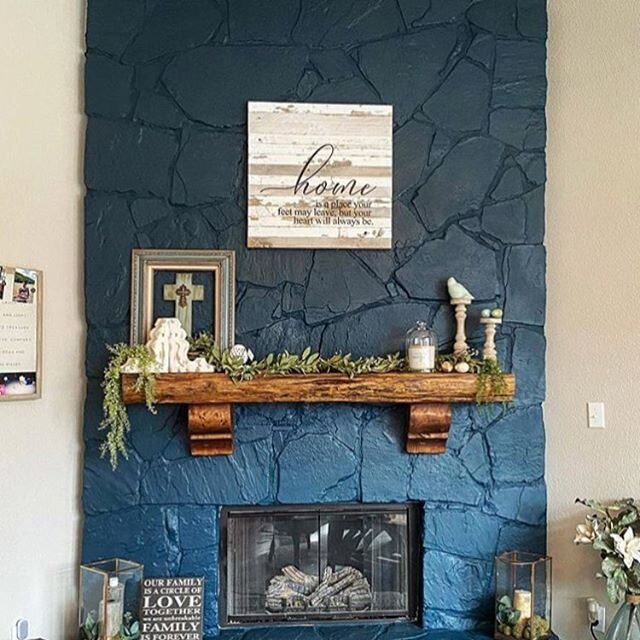 Fireplace transformation! SWIPE for the before photo 👉🏼🤗 Head to our website to learn more about our mantels. #beforeandafter