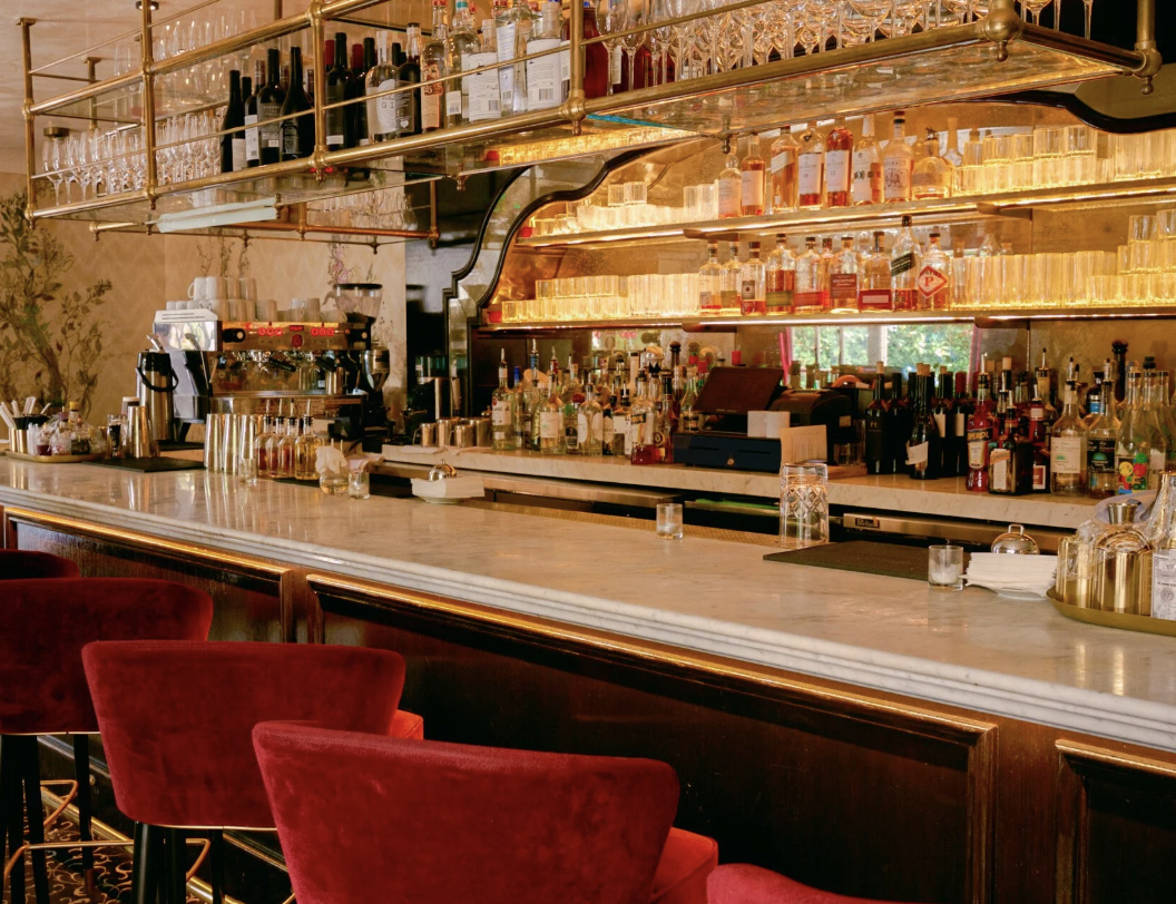 A glass of red wine being poured at a Los Feliz wine bar on the Eastside of Los Angeles.