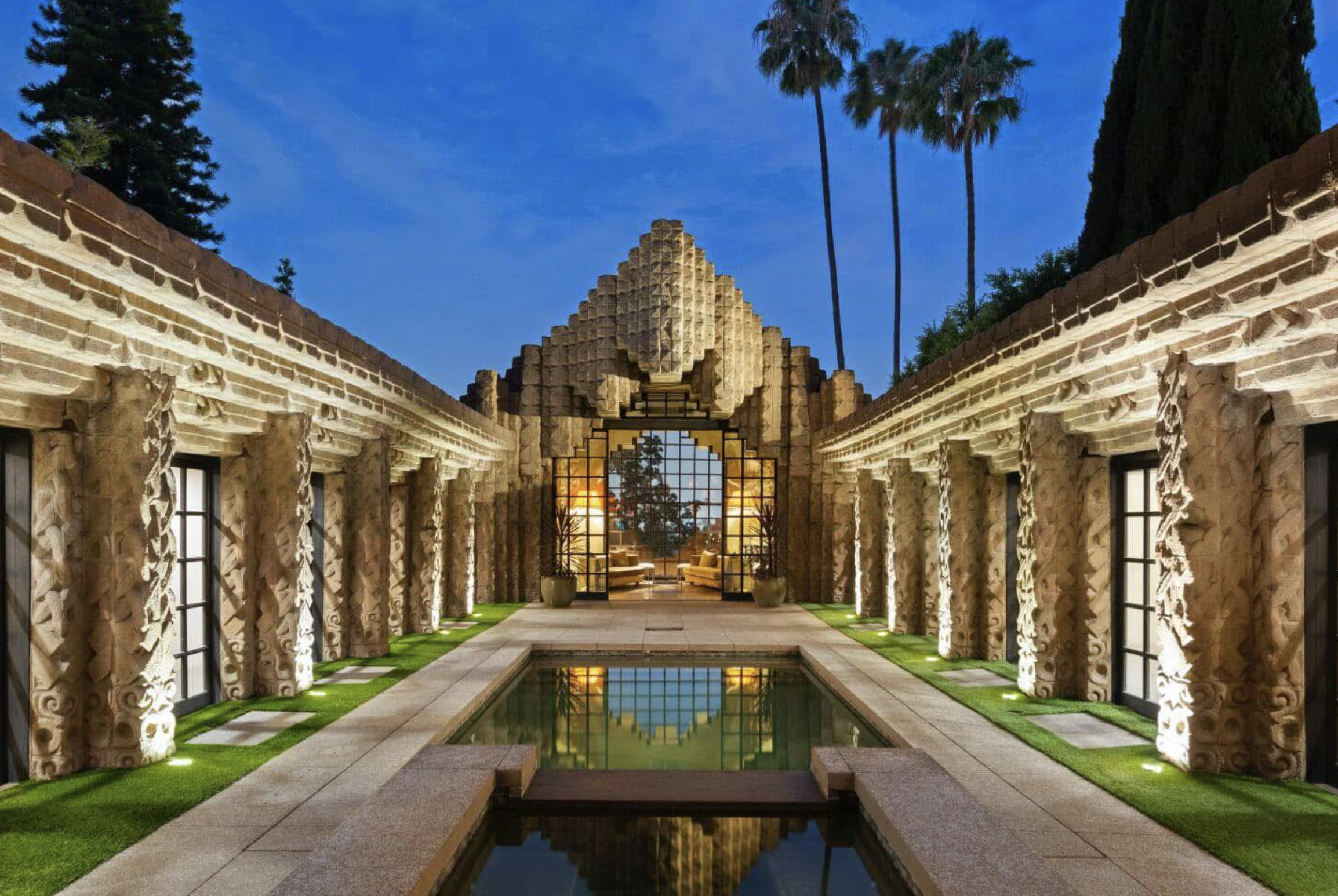 The Sowden House on Franklin Avenue in Los Feliz, Lloyd Wright's 1926 stepped concrete Mayan-style facade known as the Jaws House.