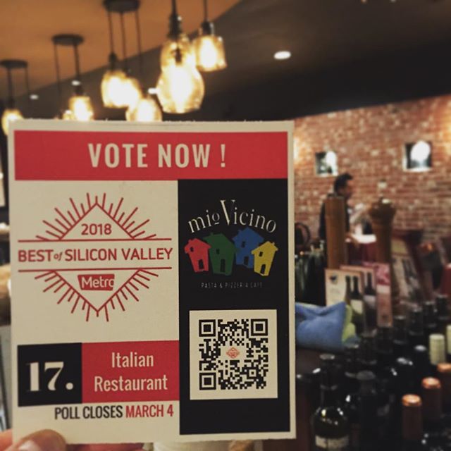 Congratulations team Mio!  We have been #nominated for Best of metro&rsquo;s #silliconvalley 2018 Italian restaurant go online and vote! We are category #17! Polls close March 4th! 🍝🥫🍕🇮🇪 #italianfood#miosaratoga#miossantaclara#santaclara#saratog