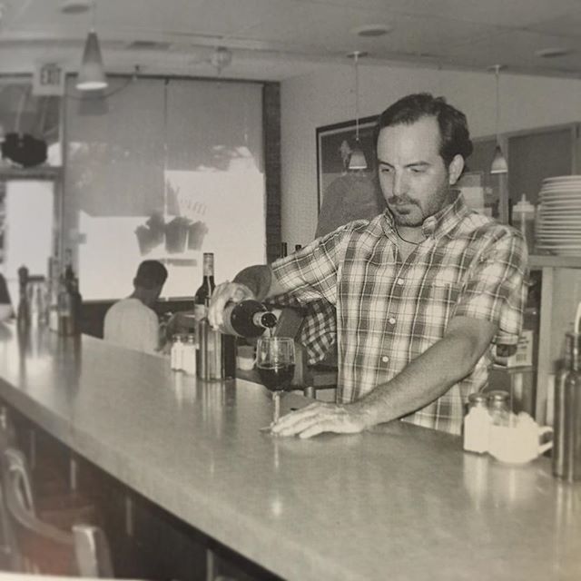 Blast from the past! 
Our amazing boss Sean Caldwell pouring up some joy! 
Caldwell began work at the restaurant in 1993 as a busboy. After spending four years moving  up from a busboy to waiter, and finally becoming a partner, Caldwell bought the bu